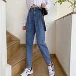 Light Blue Jeans Women’s High Waist Harem Pants Casual Loose Fit | Four Flaire