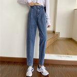 Light Blue Jeans Women’s High Waist Harem Pants Casual Loose Fit | Four Flaire