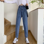 Light Blue Jeans Women’s High Waist Harem Pants Casual Loose Fit | Four Flaire