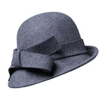 Four Flaire Women's Wool Hats – Elegant Retro Bowler Hat with Curling Bow