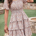 Four Flaire 2025 Women’s Summer Short Dress – Floral Bohemian Square Neck